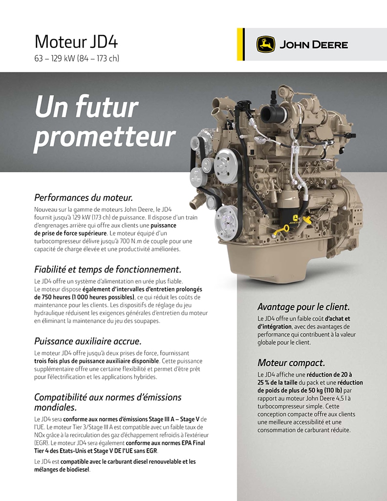 Capture d'écran de la brochure du moteur JD4