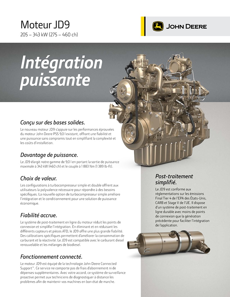 Capture d'écran de la brochure du moteur JD9