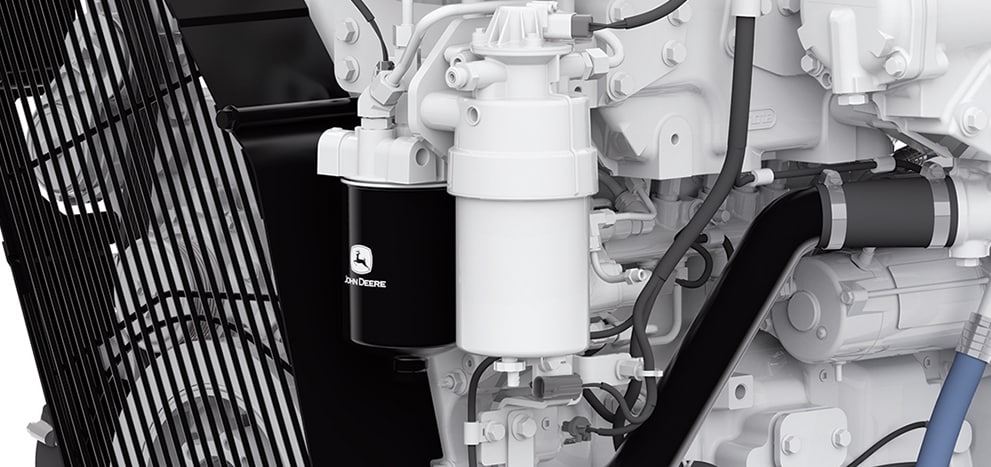 Logo John&nbsp;Deere sur le bloc moteur marin