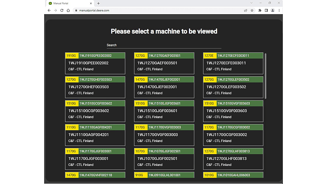 Documentation de machine dans TimberManager